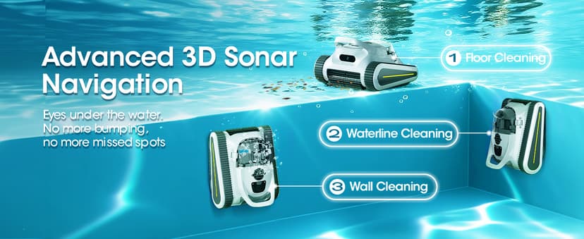 Pool Vacuum for Inground Pools & Above Ground Pool, Cordless Robotic Pool Cleaner with 180W Brushless Motor, 3-Hour Runtime, Wall-Climbing Pool Robot Scrubber for Pools up to 2150 Sq.Ft.
