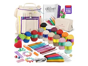 Hearth & Harbor Crochet Bag Organizer – Durable Knitting Bag, Yarn Organizer for Crochet Accessories and Supplies, Canvas Yarn Bag, Crochet Organizer with Accessories Case, Yarn Storage Organizer