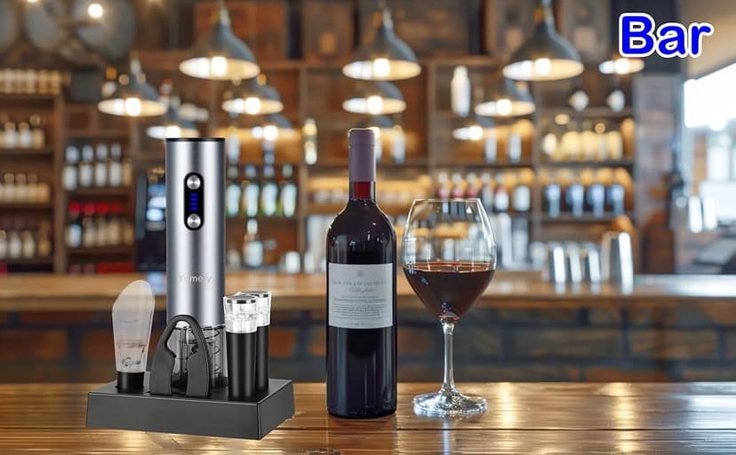 Electric Opener Set With Base, Accessories Including Rechargeable Corkscrew, Aerator, Stoppers and Foil Cutter - Perfect Gifts for Wine Lovers