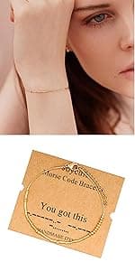 JoycuFF Inspirational Morse Code Bracelets for Women Silver Beads Jewelry Encouragement Mantra Gifts for Her