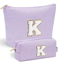 YOOLIFE Gifts for Women - Initial Tote Bag & Makeup Bag, Birthday Gifts for Women Mom Wife Teacher Friend