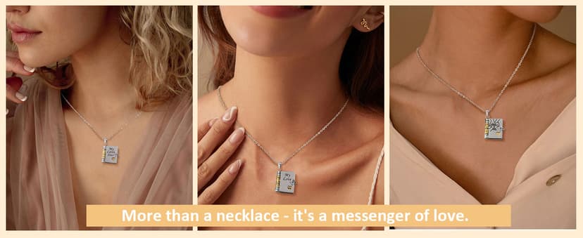 RANKEEF My Little Star Book Necklace - My Incredible Daughter Book Necklace Daughter Gifts from Dad Mom Mother Adjustable Silver 18k Gold Jewelry Openable with 6 Pages Gifts of Love