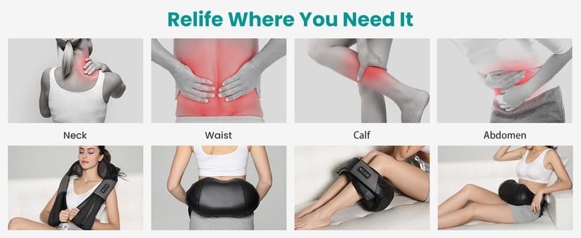 Nekteck Shiatsu Neck Massager for Pain Relief Deep Tissue with Heat, 3D Kneading Massage Pillow Back Shoulder Massagerfor Body Muscle, Plug-in Use for Home Office Car, Gifts for Mom Dad Him Her