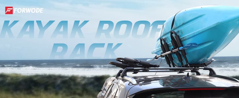 FORWODE Premium Kayak Roof Rack, 2 Pair J-Bar Roof Rack, Folding Adjustable Rack, Heavy Duty Kayak Roof Carrier 2 Kayak, Canoe, SUV, Surfboard on SUV, Car and Truck Crossbar