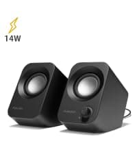 FUNLOGY Speaker - 14W Stereo PC Speakers, USB Powered, Compact Size with 30° Tilt Design, Volume Dial Control, for Desktop, Laptop, Monitor, Gaming Consoles, Black