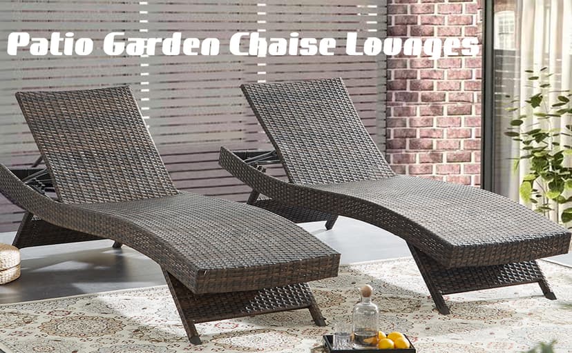 79'' Long Reclining Chaise Lounge Set (Set of 2), Outdoor Wicker Reclining Lounge Chair Patio Rattan Double Chaise Lounge Lawn Sunbathing Chairs Beach Pool Backrest Recliners (Set of 2)