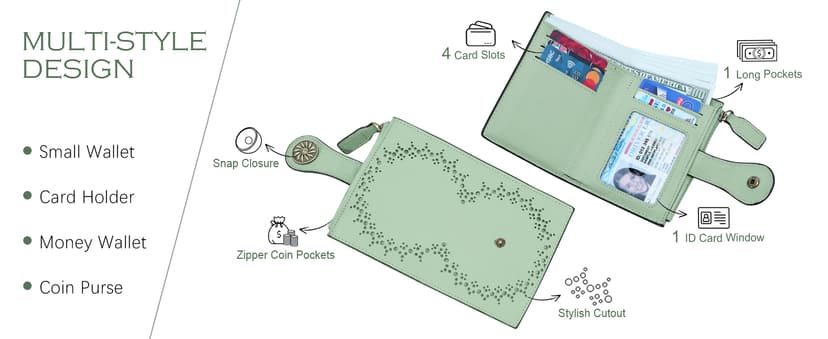 Tipmile Small Wallet for Women Bifold RFID Blocking Card Holder Leather Wallets with Zipper Coin Pocket