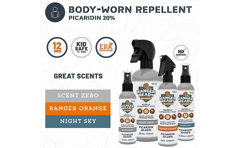 Ranger Ready Repellents Picaridin Insect Repellent Spray with Scent Zero - Mosquito Repellent and Tick Spray (8 oz., Pack of 1)
