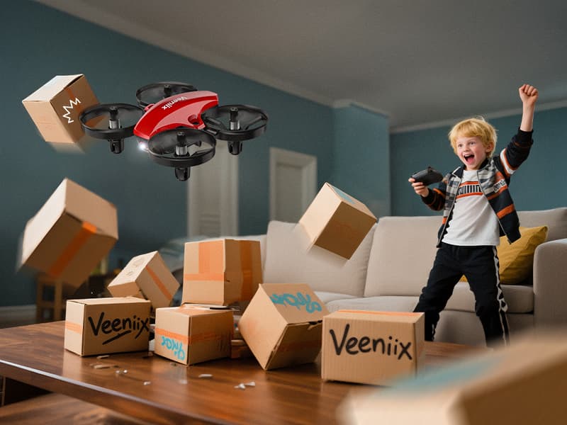 Veeniix V995 Red Mini Drone for Kids and Beginners,Indoor RC Quadcopter Plane with 3D Flips, 360° Rotation, Circle Fly, Auto Hover, Headless Mode, 21Mins 3 Batteries, Gift for Boys and Girls