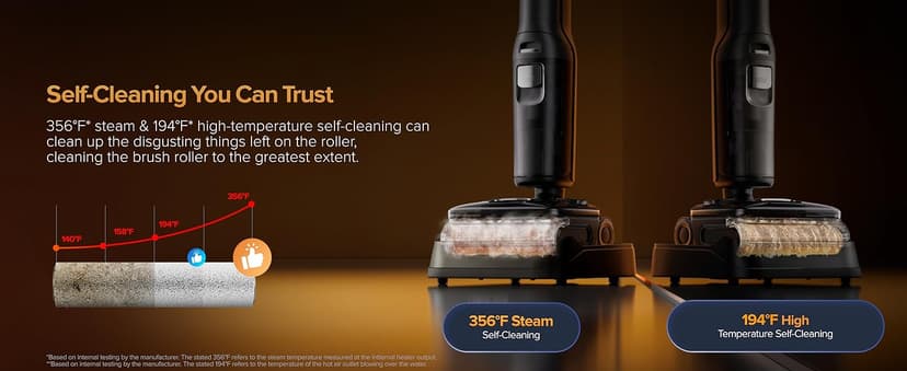 roborock F25 Ultra Steam Wet Dry Vacuum Cleaner, 356°F Steam Mop & 187°F Hot Water Cordless Vacuum Mop All in One, Floor Washer with Blue Light, 194°F Self-Cleaning, 180° Lay-Flat, AI Assitant Wheels