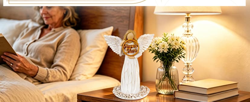 Hand-Painted Resin Angel Figurine with Rose Base, Milestone Birthday Gift for Mom Grandma Wife Sister 50th Birthday Gifts for Women - Replaceable 60th, 70th, 80th Age Plates B0H8CG1828