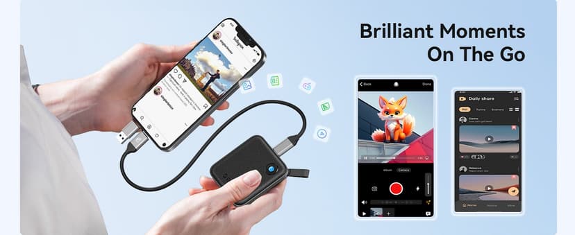 ORICO Portable SSD 256 GB with 2 in 1 USB C Cable, External Solid State Drives, Up to 460MB/s, Status Indicator, Reliable Storage for USB-C Smartphone, Tablet, PC - B5PLUS