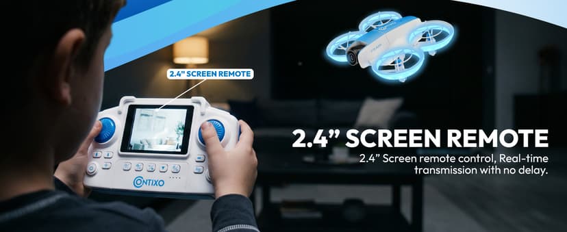 Contixo F15 Astro Mini Drone with 2.4" Screen Remote – 720P HD Dual Camera, Live Video Display, Optical Flow Hover, One-Key Takeoff/Landing, 360° Stunts, 2 Batteries, Beginner Drone for & Adults