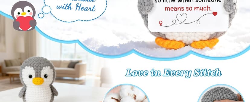 Miss You Thinking of You Gifts for Friend Couple, Positive Crochet Penguin, Farewell Goodbye Going Away Gift for Him Her Long Distance Relationship Gifts for Boyfriend Girlfriend Friendship B0GD69ZJ6M