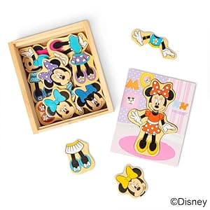 Melissa & Doug Disney Minnie Mouse Dress-Up Puzzle, 18 Pieces Mix and Match Outfits, Sorting & Matching Toy with Storage Case, Educational Puzzle for Toddlers Ages 3+