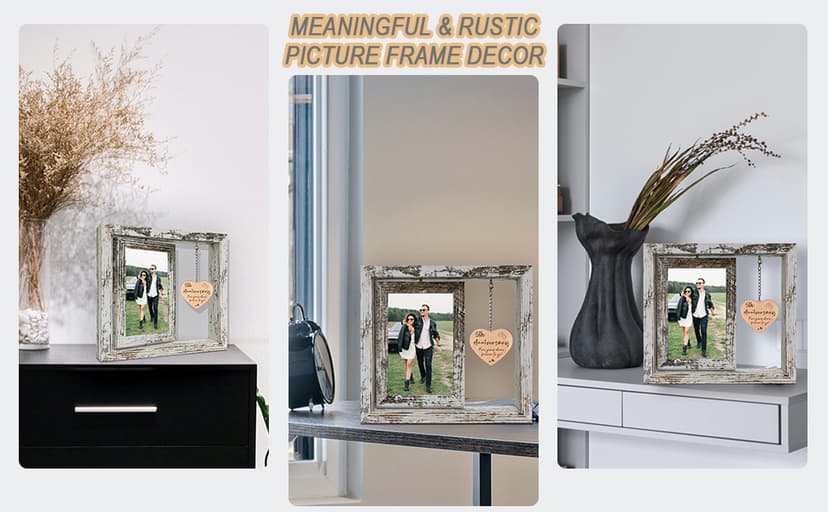 5 Year Anniversary Rotating Picture Frame for Her, Wood 5th Wedding Anniversary Photo Frame gifts for Wife Husband Him Couple, Display 2 6x4