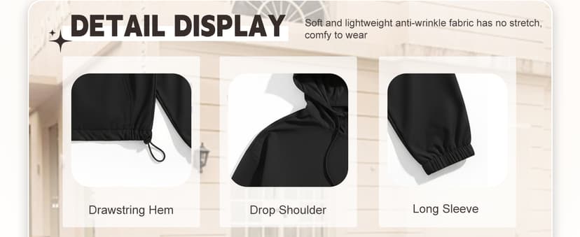 Verdusa Women's Zip Up Lightweight Windbreaker Jacket Sport Casual Workout Hoodie Outerwear with Pockets Rainy Day Outfits