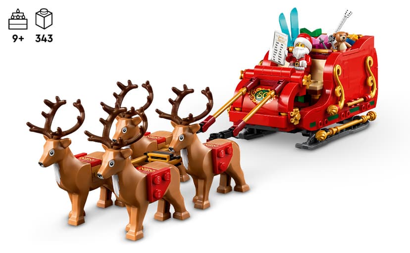 LEGO Santa's Sleigh - Building Toys for Kids, Boys & Girls, Ages 9+ - Indoor Christmas Decorations for Home W/Santa Claus Figurine & Reindeer - Gifts for Boys & Girls - 40499