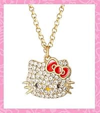 Hello Kitty Hoop Earrings for Women Official License, Gold Tone Flash-Plated and Enamel Sanrio Earrings