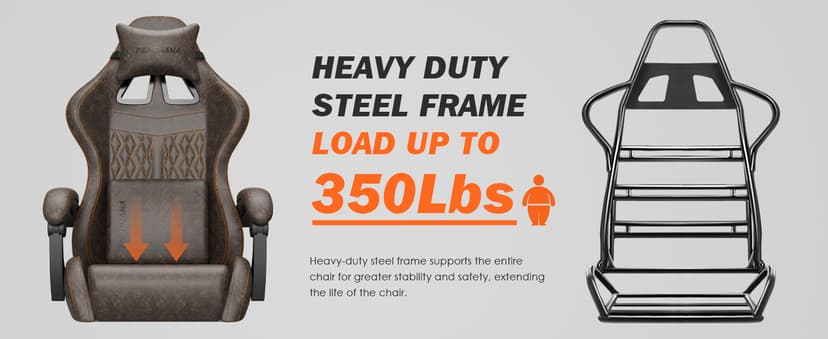 Ferghana Vintage PU Leather Gaming Chair, Ergonomic Gamer Chair with Massage, High Back Computer Office Chair with Footrest for Adults, Racing Style Reclining Video Game Chair (Brown)