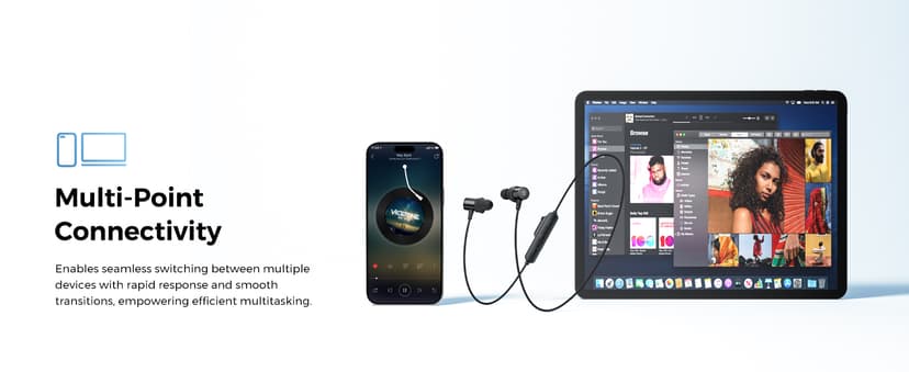 SoundPEATS Q40 HD Sports Neckband Headphones with LDAC Hi-Res Audio & Bluetooth 6.0 Stable Connection, IP67 Waterproof Wireless Earbuds, 20H Playtime for Running Gym, Fast Charge, Dual Pairing