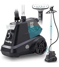 SALAV Heavy Duty Commercial Full-Size Garment Steamer with Foot Pedals and Extra Large 3L (101.5 oz) Water Tank, 1800 watts of Poweful Steam (Navy)