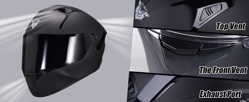 VCOROS Full Face Dual Visor Motorcycle Helmet for Adults Motorbike Street Bike Racing Helmets X9 DOT Approved with Black Visor