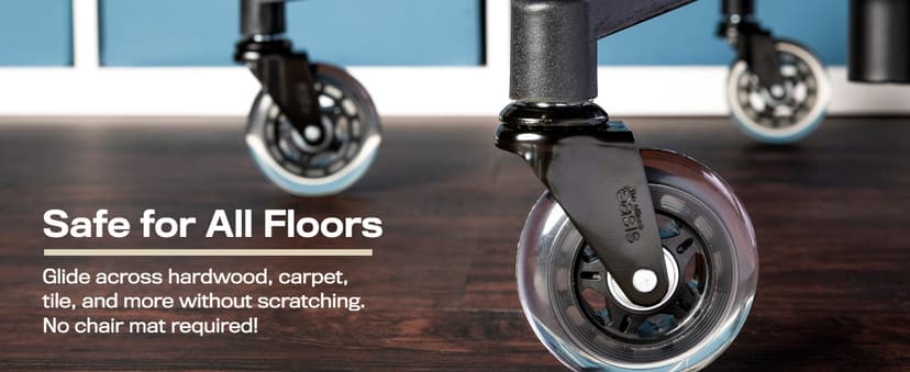 The Office Oasis Original Rollerblade Office Chair Wheels (As Seen On PBS) - Incredibly Smooth & Quiet Casters - Safe for Hardwood Floors & Carpet - Easy Installation with Universal Fit - Set of 5