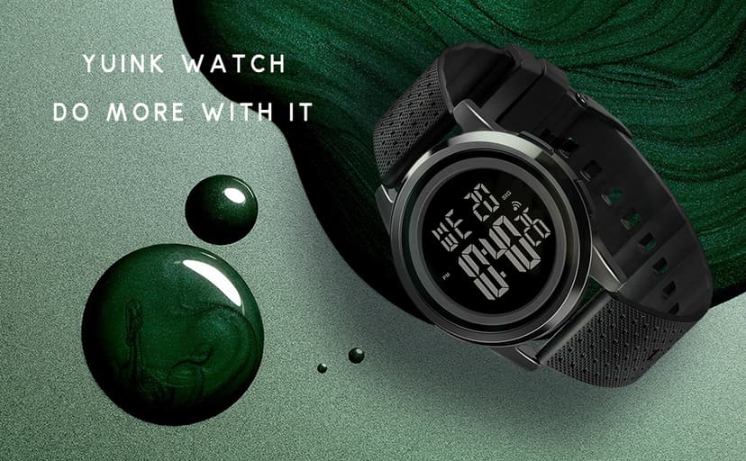 YUINK Mens Watch Ultra-Thin Digital Sports Watch Waterproof Stainless Steel Fashion Wrist Watch for Men Women