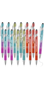 Rose Gold Funny Pens with Stylus Tip & Sayings for Back to School Essentials Home, Office, Teacher Supplies Zonon 12 Pcs Inspirational Pens, Motivational Ballpoint Pen Gifts for Women B0B4T388TH
