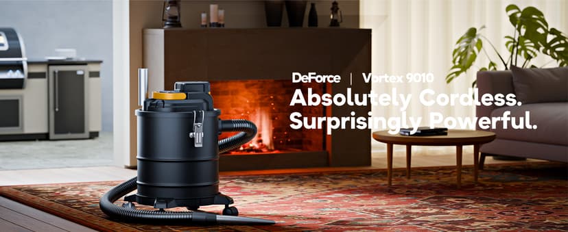 DeForce Cordless Ash Vacuum, for DeWalt 20V Max Battery, 4-Gallon Portable Vacuum Cleaner, Black, with Hose Nozzles HEPA Filters Wheels, for Pellet Wood Stove BBQ Grill (Bare Tool ONLY)
