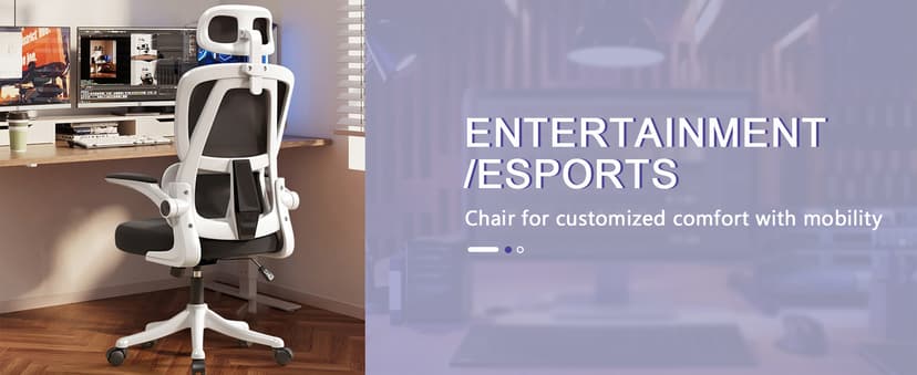 Ergonomic Office Chair Computer Desk Chairs with Flip-up Armrests and Lumbar Support, High Back Mesh Gaming Chairs Rolling Work Swivel Task Chairs with Adjustable Headrest