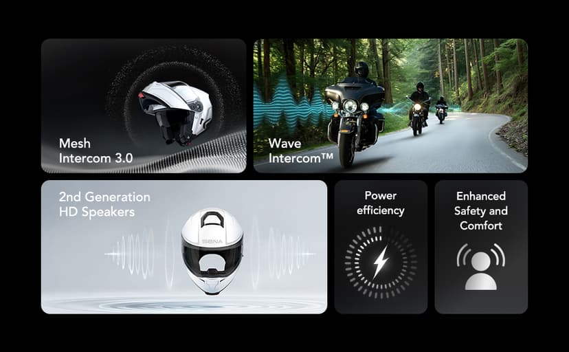 Sena OUTRUSH 2 Modular Smart Motorcycle Helmet with Bluetooth Connectivity and Mesh Intercom Communication
