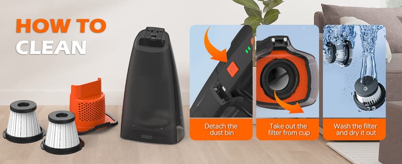 Viewmax Pet Hair Vacuum, Handheld Vacuum Cordless Rechargeable with LED, 10000Pa Suction, 20V Lightweight Portable Hand Vacuum with Multi-Nozzles & Washable HEPA Filter for Pet Hair, Car and Home