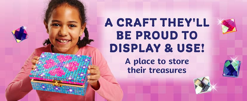 PURPLE LADYBUG DIY Jewelry Box Craft Kit for Girls Ages 4-12, Arts and Crafts for Kids, Creative Toys for Little Girls 6-8 Years Old, Birthday Gift for 5+ Year Old Girl, Mosaic Mermaid Unicorn Design