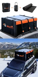 MeeFar Universal Car Soft Roof Rack Pads Luggage Carrier System for Kayak Surfboard SUP Canoe Include 2 Heavy Duty Tie Down Straps, 4 Tie Down Rope, 4 Quick Loop Strap and Storage Bag