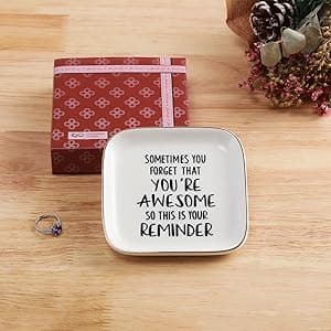 PUDDING CABIN Inspirational Gifts for Women Ring Dish You're Awesome So This is Your Remind Birthday Gifts for Women Unique, Friends Gifts for Her Mom Sister Coworker
