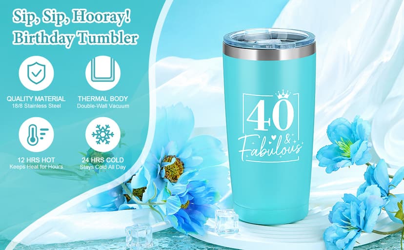 40th Birthday Gifts Women 40 Year Old Birthday Gifts dor Women Happy 40th Bday Gift for Her 40 and Fabulous Gift Ideas for Woman 40s Forty and Fabulous Decorations Set with Tumbler Tote Bag Socks B0G1LHRFHN