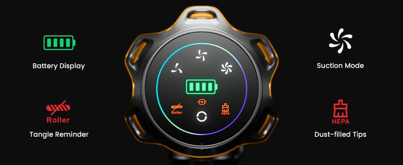 Cordless Vacuum Cleaner, 650W 55KPa 70Mins Vacuum Cleaners for Home, Self-Standing Stick Vacuum with Anti-Tangle Brush & OLED Touch Screen, Vacuum Cleaner for Hardwood Floors,Carpet,Pet Hair,Car (Red)