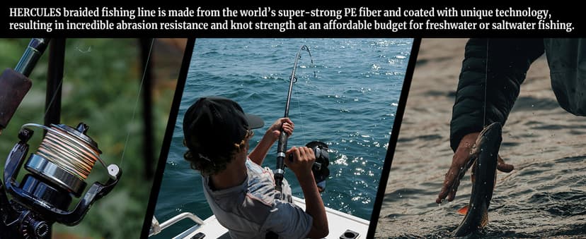 HERCULES Cost-Effective Super Cast 8 Strands Braided Fishing Line 10LB to 300LB Test for Salt-Water,109/328/547/1094 Yards(100M/300M/500M/1000M),Diam.#0.12MM-1.2MM,Hi-Grade Performance,Variety Colors