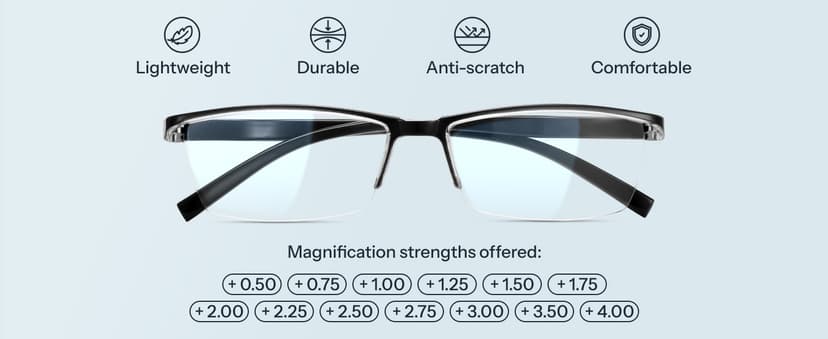 Gaoye Executive Style Reading Glasses Men - Durable Readers with Blue Light Filtering- Comfortable Fit with TR90 Frames