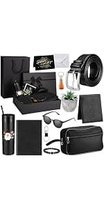 Skylety 13 Pcs Birthdays Gifts Baskets for Men Father Gift for Men Birthdays Gift Box 16 oz Tumblers Wallet Toiletry Bag Sock Bottle Opener Belt Bracelet Glasses Pen for Father's Day Dad Husband B0DJ92ZCJ1