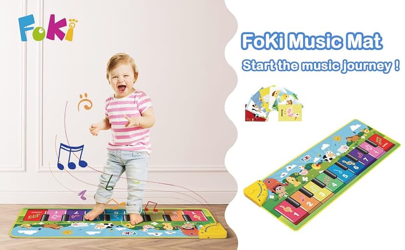 FOKI Floor Piano Mat for Toddlers, Baby Kid Sensory Educational Dancing Keyboard Carpet Animal Sounds Blanket Touch Playmat Musical Mats Birthday Toddler Toys for 1 2 3 4 5 Year Old Boy Girl Gifts