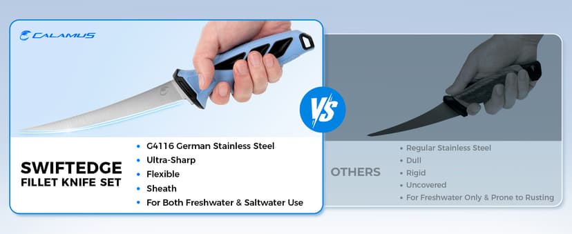 Calamus SwiftEdge Fillet Knife Set, Fishing Knife, G4116 German Stainless Steel, Ultra-Sharp & Flexible Blade, Rust & Corrosion-Resistant Blade, Non-Slip Handle, Fishing Gear, Fishing Gift For Men