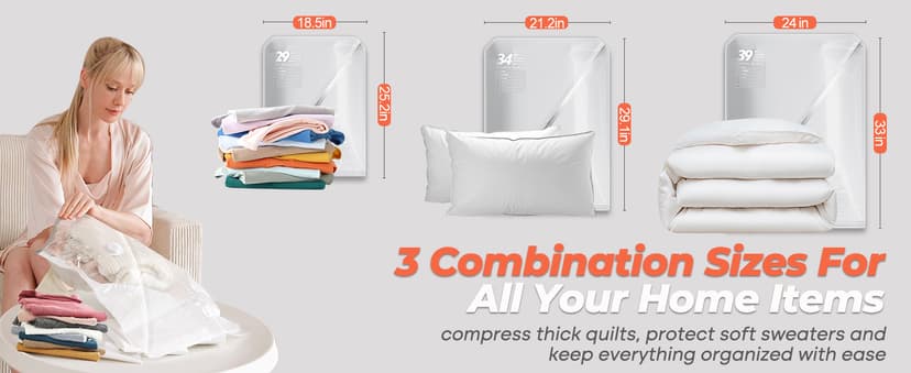 Vacuum Seal Bags for Clothing with Rechargeable Cordless Pump, 12 Pack Compression Packing Bags, Space Saver Storage for Seasonal Clothes Bedding Blanket Pillows Comforters Luggage Travel