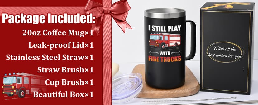 Lifecapido Firefighter Gifts for Men, I Still Play With Fire Truck 20oz Insulated Coffee Mug, Fire Fighter Fireman Christmas Gifts for Firefighters Men, Black
