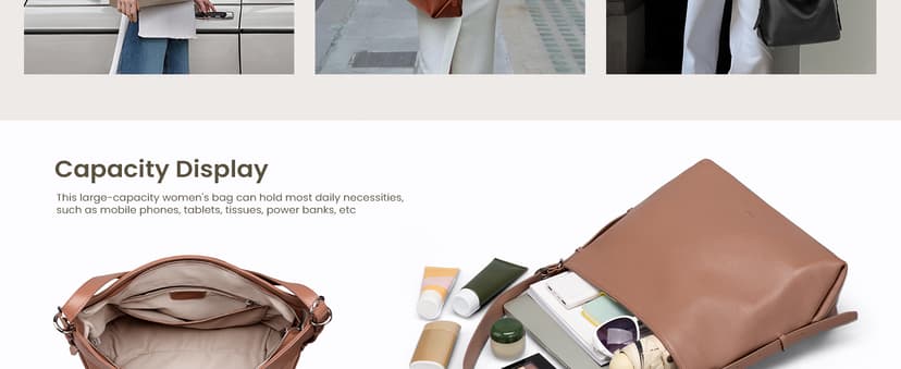 befen Genuine Leather Crossbody Hobo Purses for Women, Ladies Shoulder Bags Handbags with 2 Shoulder Straps