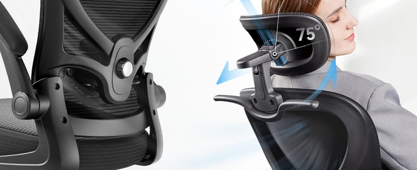 Freepub Ergonomic Office Chair with Headrest 3D, Mesh Office Desk Chair with Adjustable Lumbar Support, Computer Chair with Flip up Armrests, 350LBS Capacity - Design for Home/Offices - Black