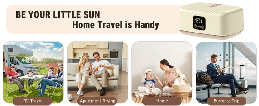 Portable Clothes Dryer Hold 9-12 Items, 8H Timer, w/Remote Control & Dry Bag, Mini Compact Foldable Fast Electric Dryer Machine for Laundry, Travel, Apartment, RV, Dorm, Quiet 45dB, Energy Save, 600W