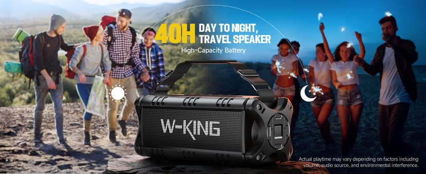 W-KING Bluetooth Speaker, 90W Max Portable Outdoor Speaker Loud, IPX6 Waterproof/50W Deep Bass Subwoofer/40H/EQ/Dual Pairing/TF/AUX, Large Boombox Speakers Bluetooth Wireless for Party/Beach/Jobside